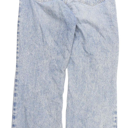 Next Women's Blue Wide-Leg Distressed Jeans