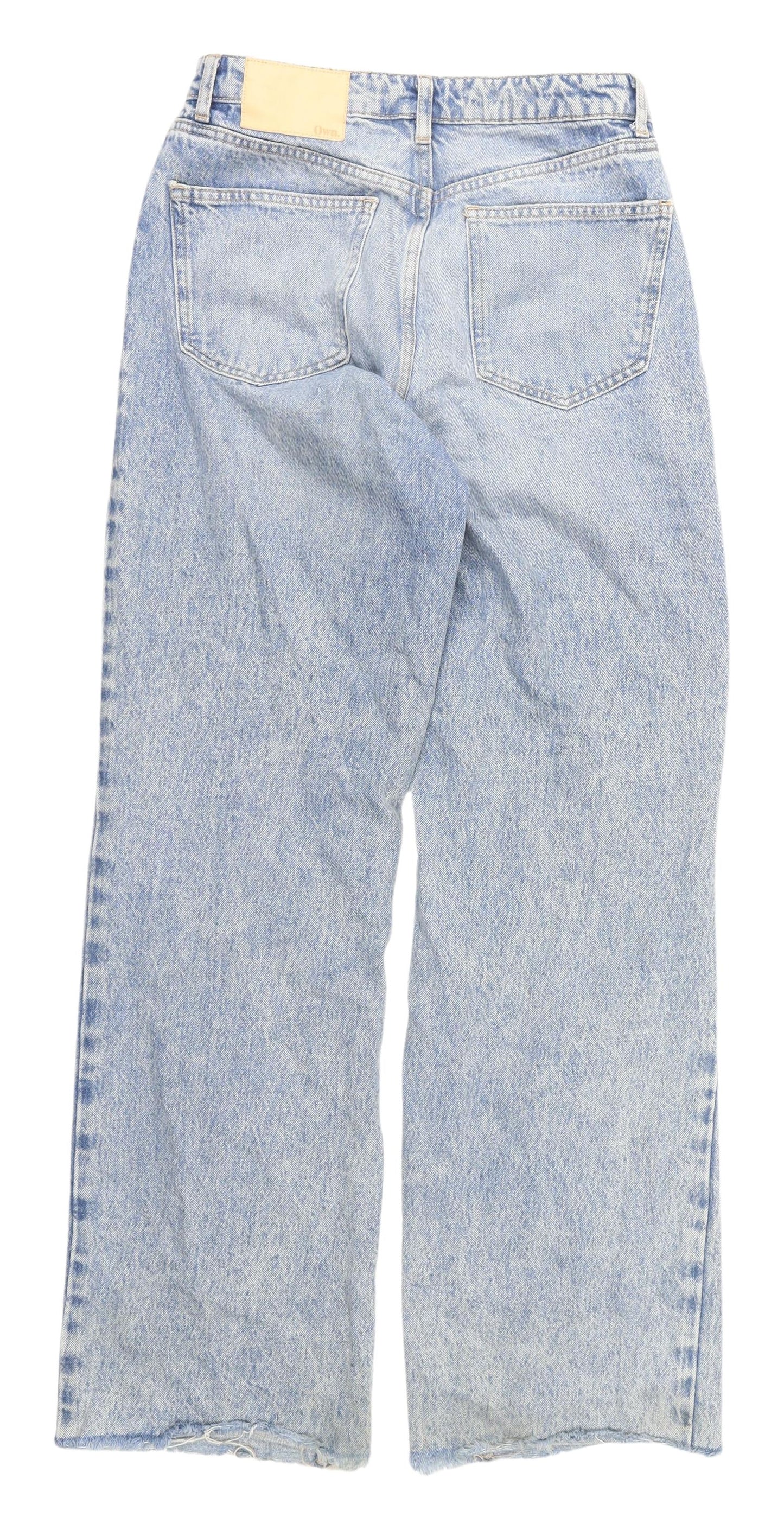 Next Women's Blue Wide-Leg Distressed Jeans