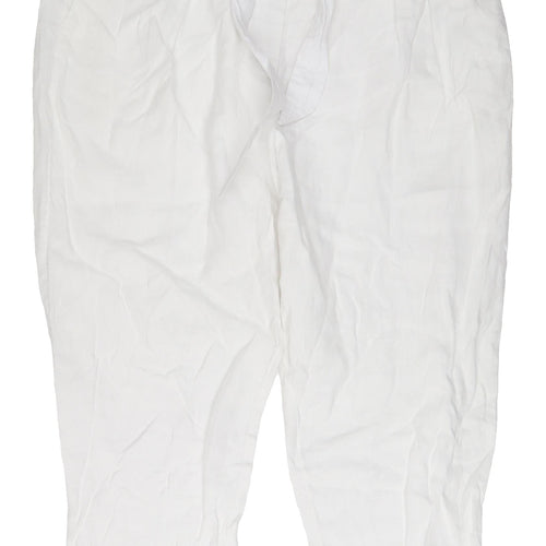 Marks and Spencer Women's White Linen Paperbag Trousers