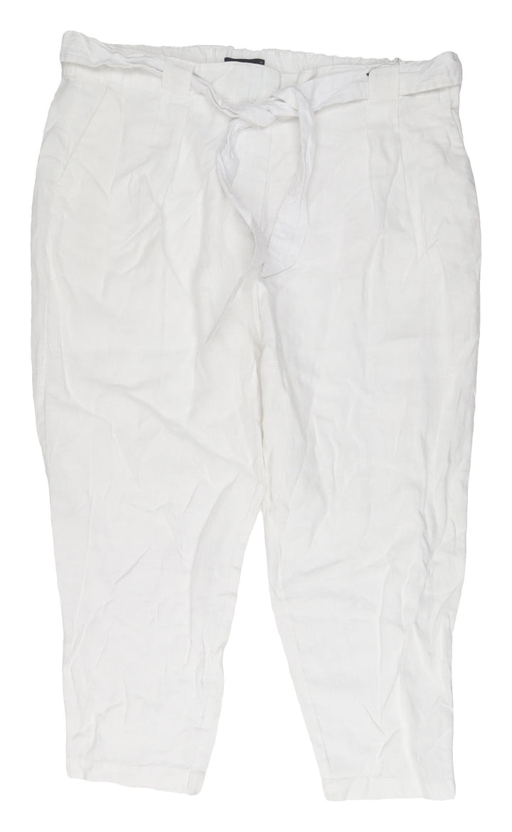Marks and Spencer Women's White Linen Paperbag Trousers