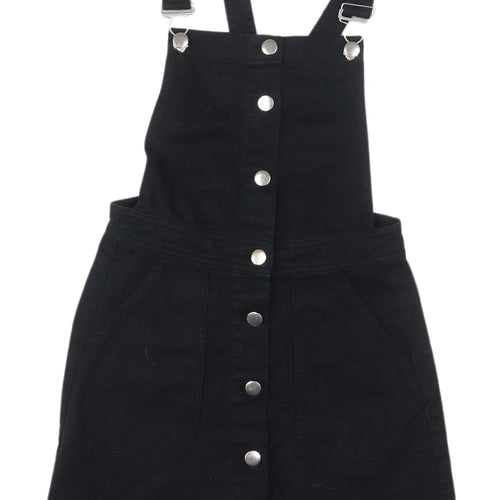 H&M Women's Black Pinafore Dress, Size 4, Casual, Sleeveless