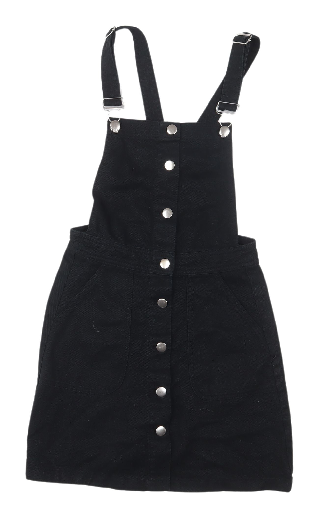 H&M Women's Black Pinafore Dress, Size 4, Casual, Sleeveless