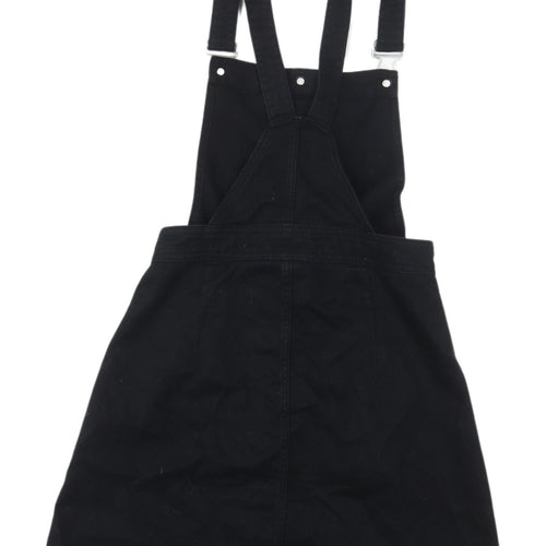 H&M Women's Black Pinafore Dress, Size 4, Casual, Sleeveless