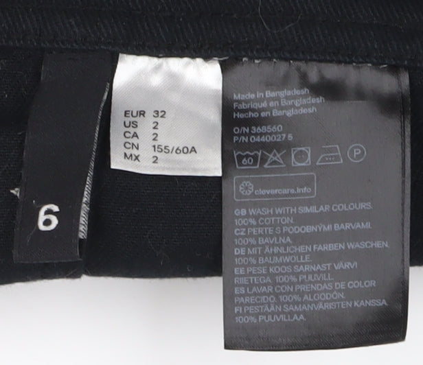 H&M Women's Black Pinafore Dress, Size 4, Casual, Sleeveless