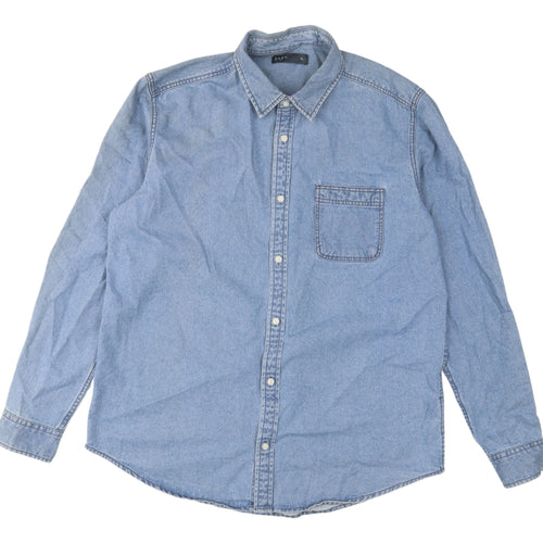 Matalan Men's Blue Long Sleeve Denim Shirt XL