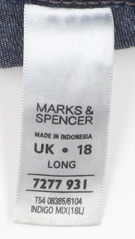 Marks and Spencer Women's Blue Straight Jeans, Size 18
