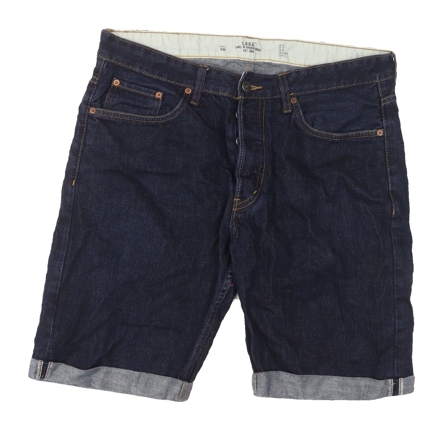 H&M Men's Blue Denim Chino Shorts Size 33