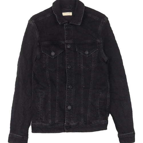 AllSaints Men's Black XS Denim Biker Jacket