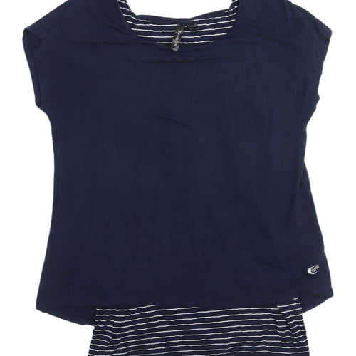 Rainbow Women's Blue Striped Sleeveless Jersey Top