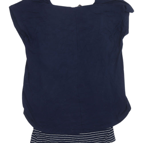 Rainbow Women's Blue Striped Sleeveless Jersey Top