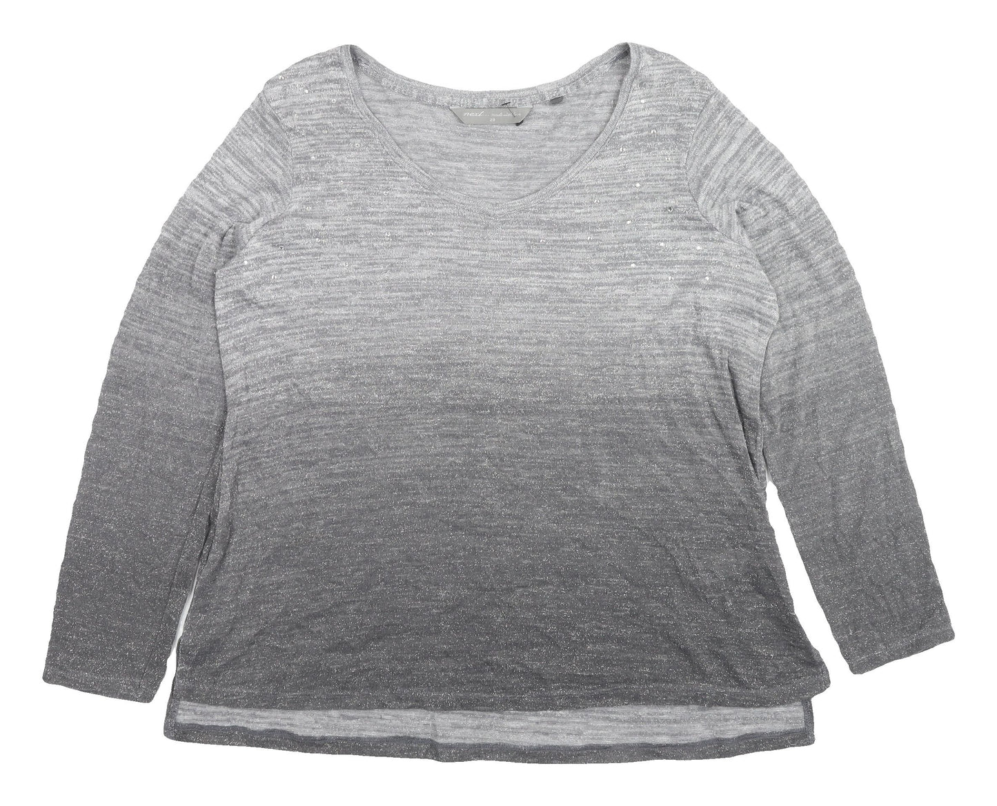 Next Women's Grey Jumper Size 20 V-Neck Sparkle