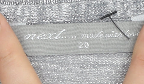 Next Women's Grey Jumper Size 20 V-Neck Sparkle