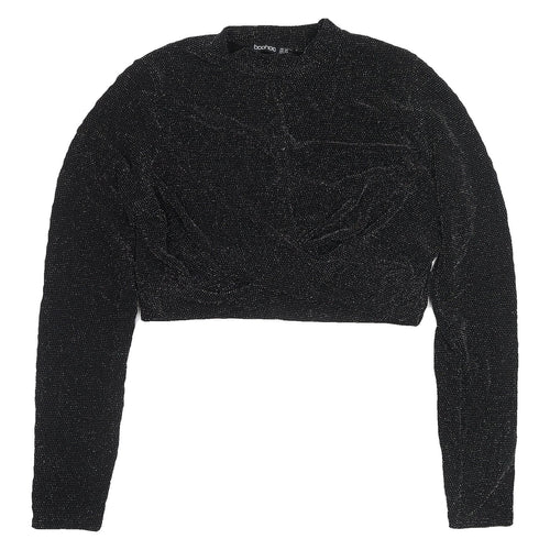 Boohoo Women's Black Cropped Blouse UK 18
