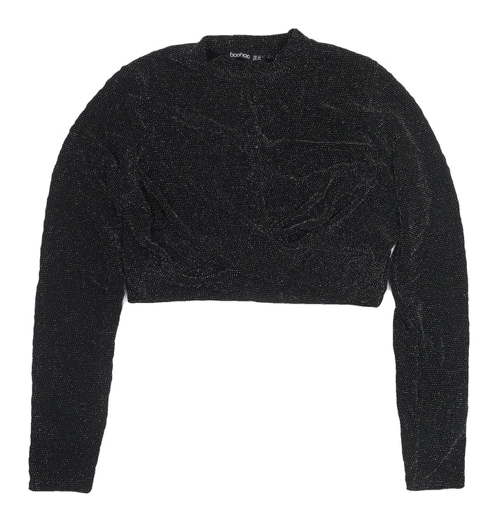 Boohoo Women's Black Cropped Blouse UK 18