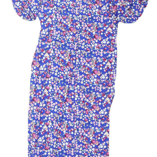 JQ by Jenerique Women's Floral Midi Blue Wrap Dress