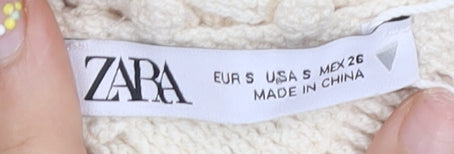 Zara Women's Ivory Crochet Midi Dress Size S V-Neck