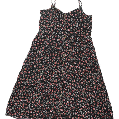 New Look Women's Black Floral Midi Slip Dress Size 14