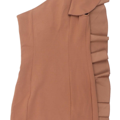 Parisian Brown Bodycon One-Shoulder Dress, Size 8