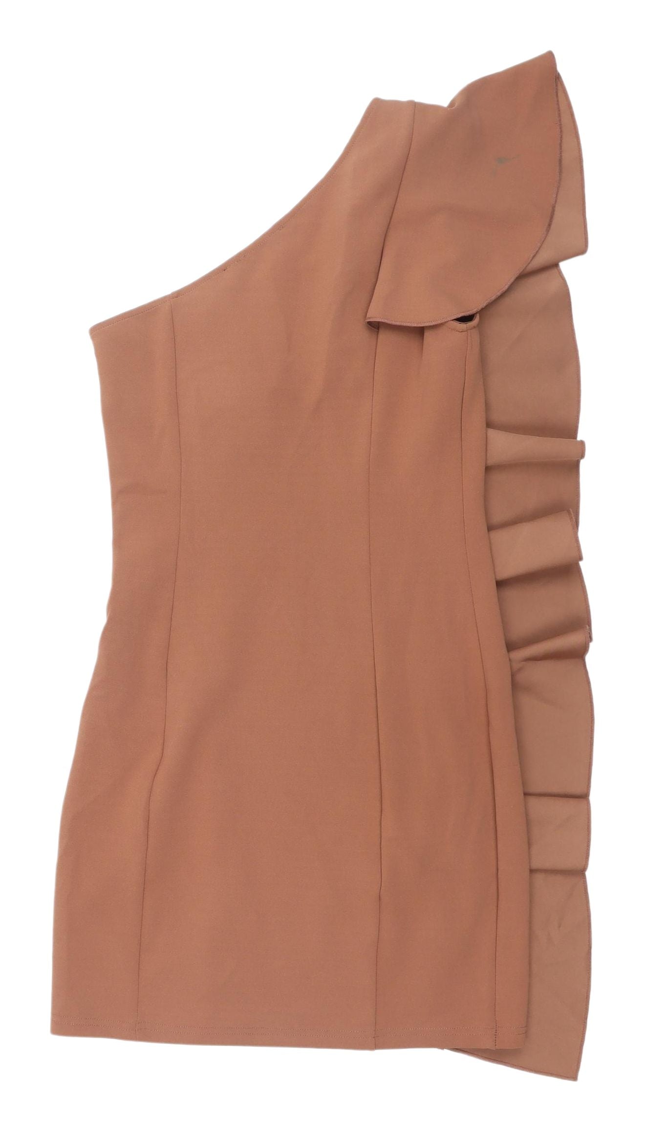 Parisian Brown Bodycon One-Shoulder Dress, Size 8