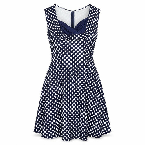 MIUSOL Womens Blue Polka Dot Fit & Flare Dress L