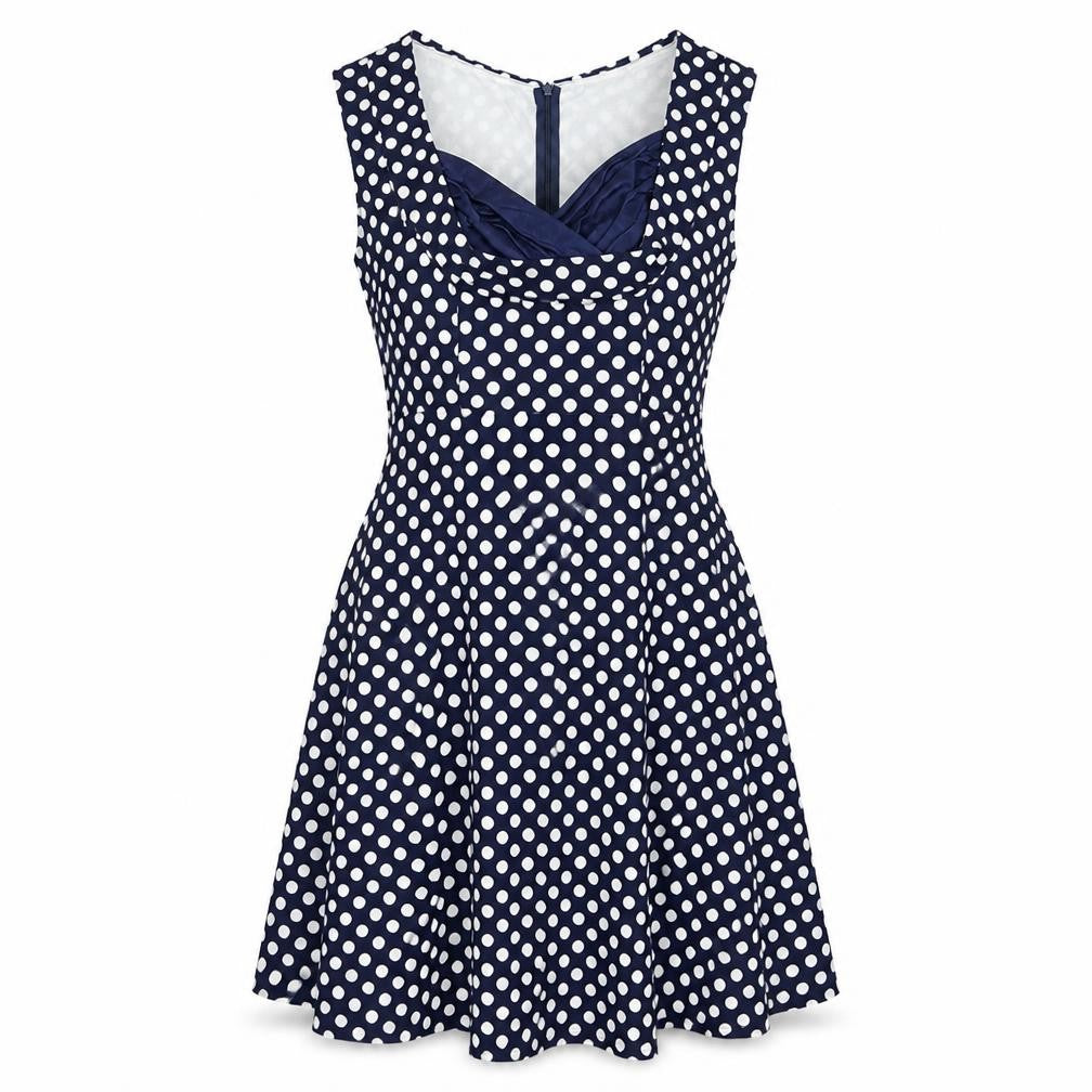 MIUSOL Womens Blue Polka Dot Fit & Flare Dress L