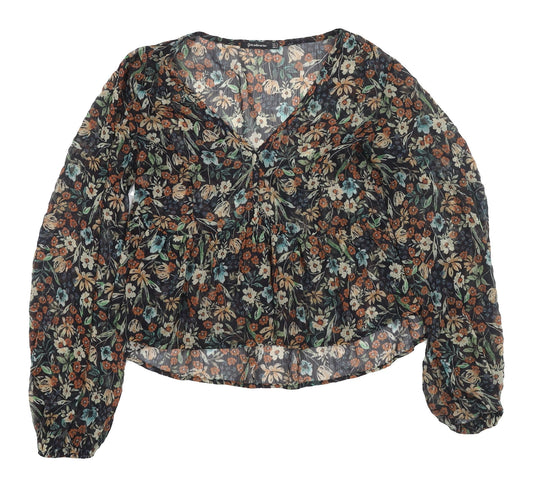 Stradivarius Women's Floral Multicoloured Tunic Blouse M