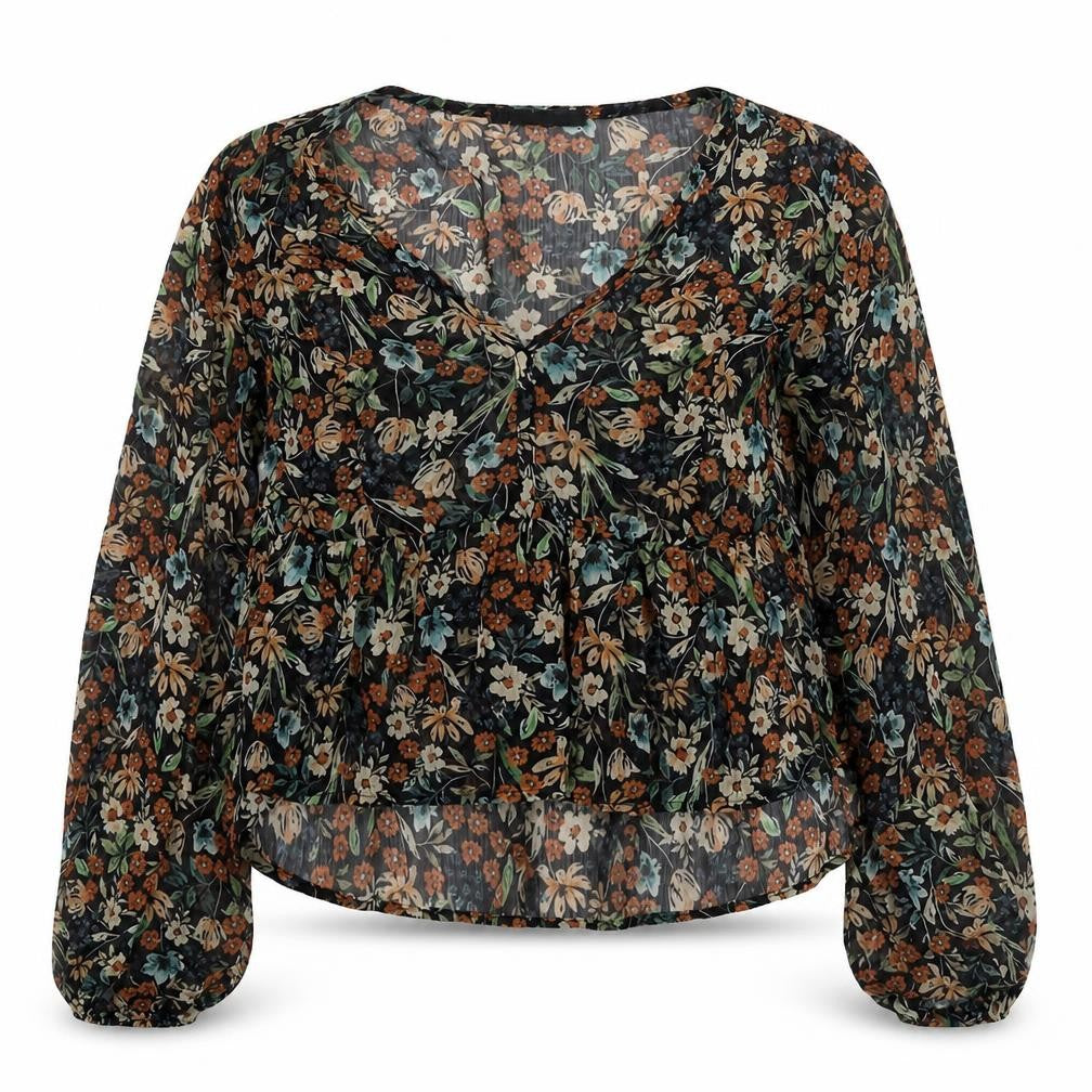 Front view of Stradivarius Women's Floral Multicoloured Tunic Blouse M