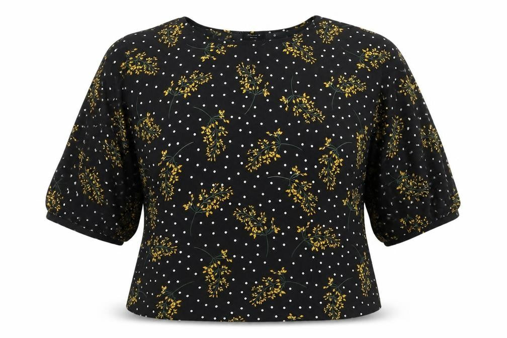 Front view of JD Williams Women's Black Floral Kimono Blouse, size 18