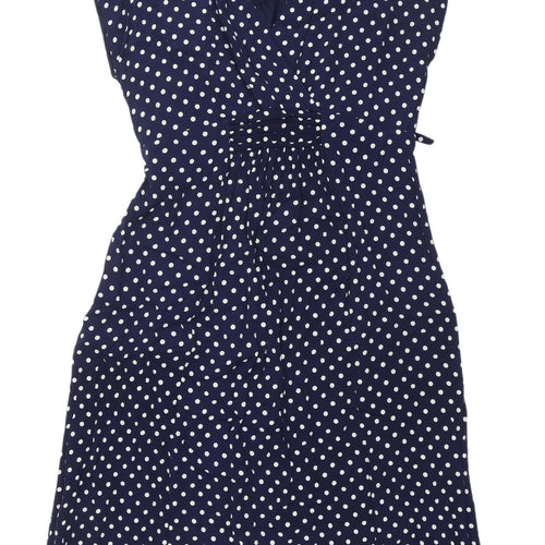East Women's Blue Polka Dot Dress Size 10