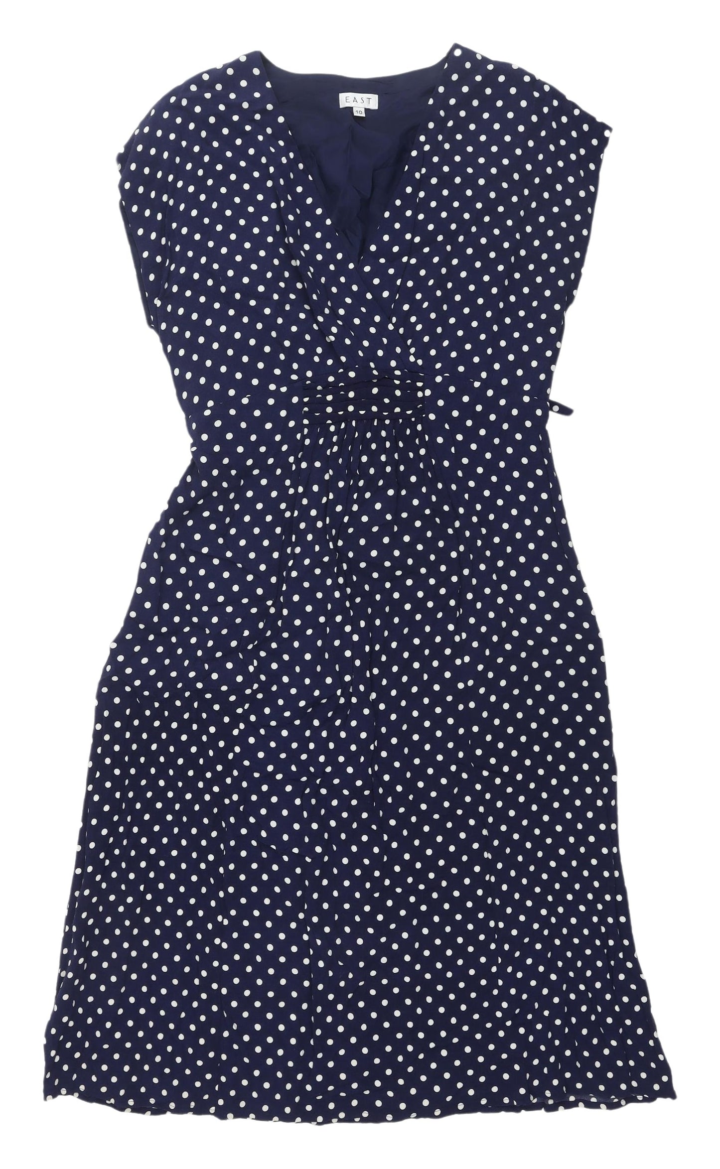 East Women's Blue Polka Dot Dress Size 10
