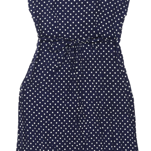 East Women's Blue Polka Dot Dress Size 10