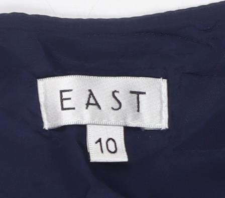 East Women's Blue Polka Dot Dress Size 10