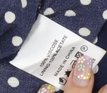 East Women's Blue Polka Dot Dress Size 10