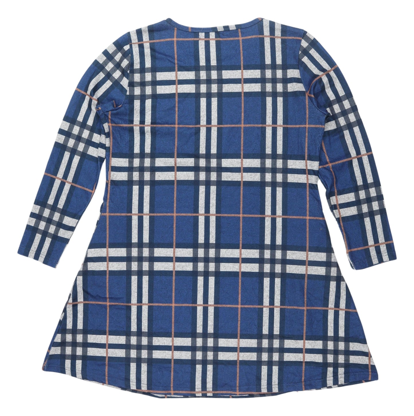 MIROL Women's Blue Plaid A-Line Dress XL