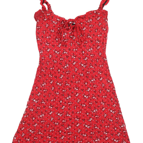 PrettyLittleThing Women’s Red Floral A-Line Mini Dress