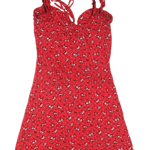PrettyLittleThing Women’s Red Floral A-Line Mini Dress