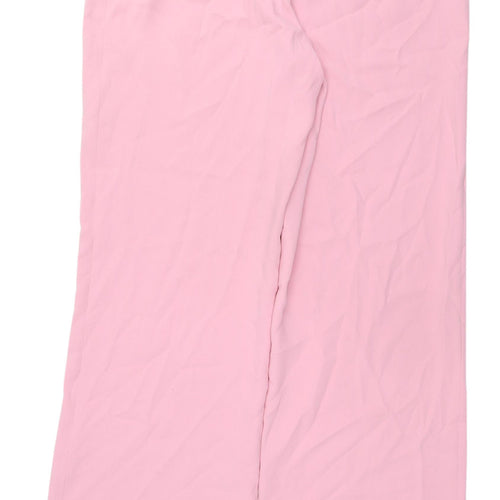 Zara Women's Pink Wide Leg Trousers - XXL, Polyester