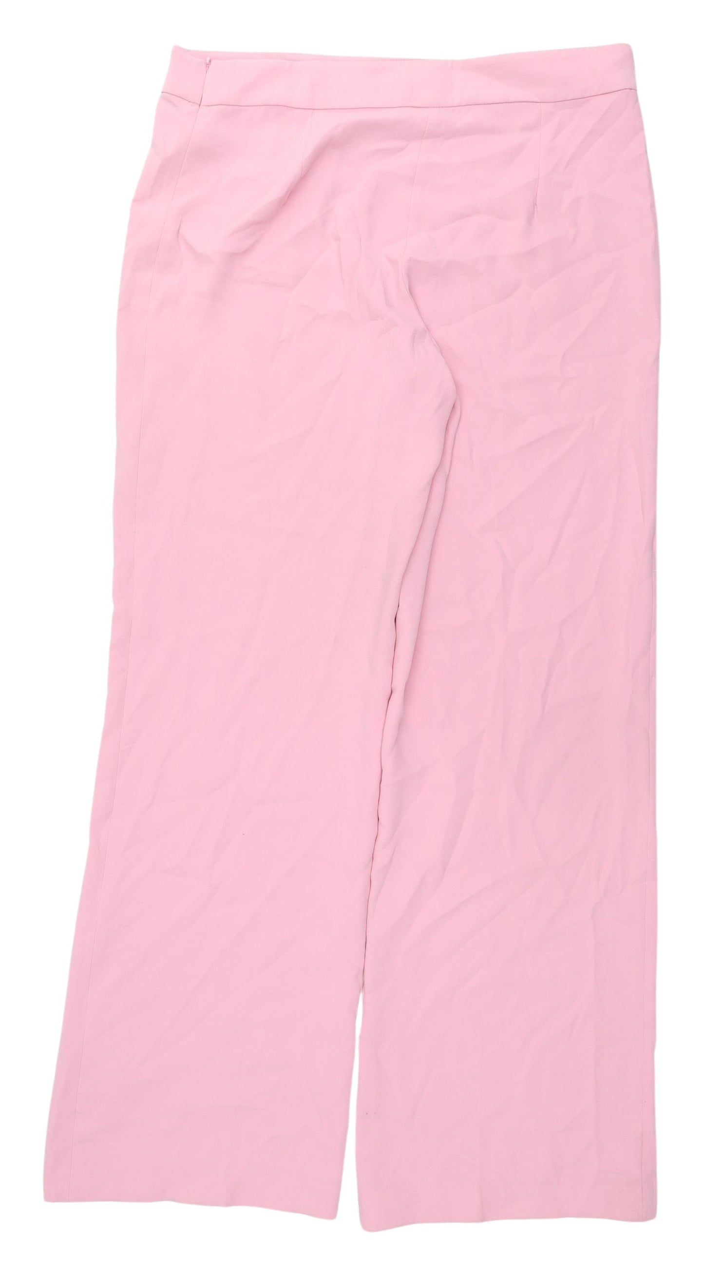 Zara Women's Pink Wide Leg Trousers - XXL, Polyester