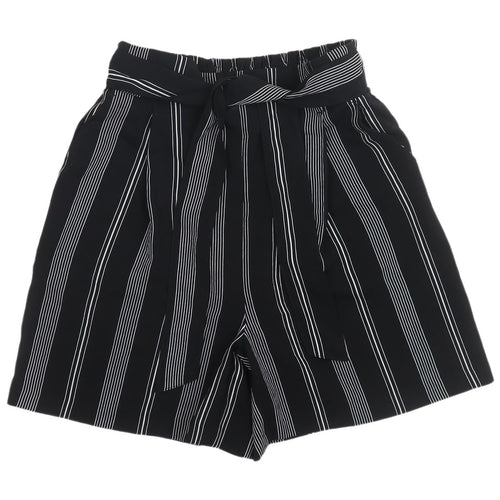 New Look Women's Black Striped Paperbag Shorts
