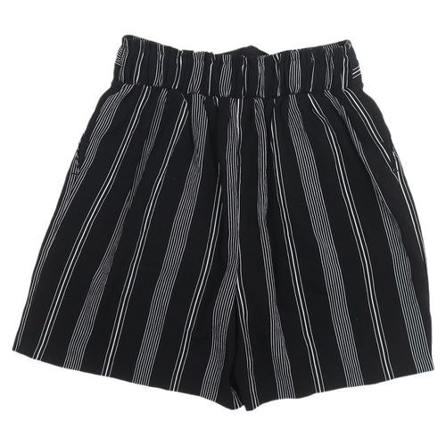 New Look Women's Black Striped Paperbag Shorts