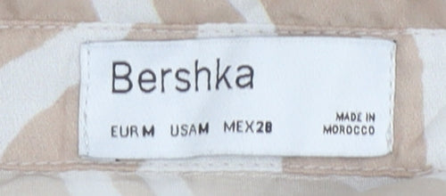 Bershka Women's Beige Animal Print Button-Up Shirt M