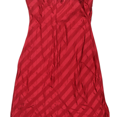 Missguided Women's Red Striped Slip Dress - Size 12