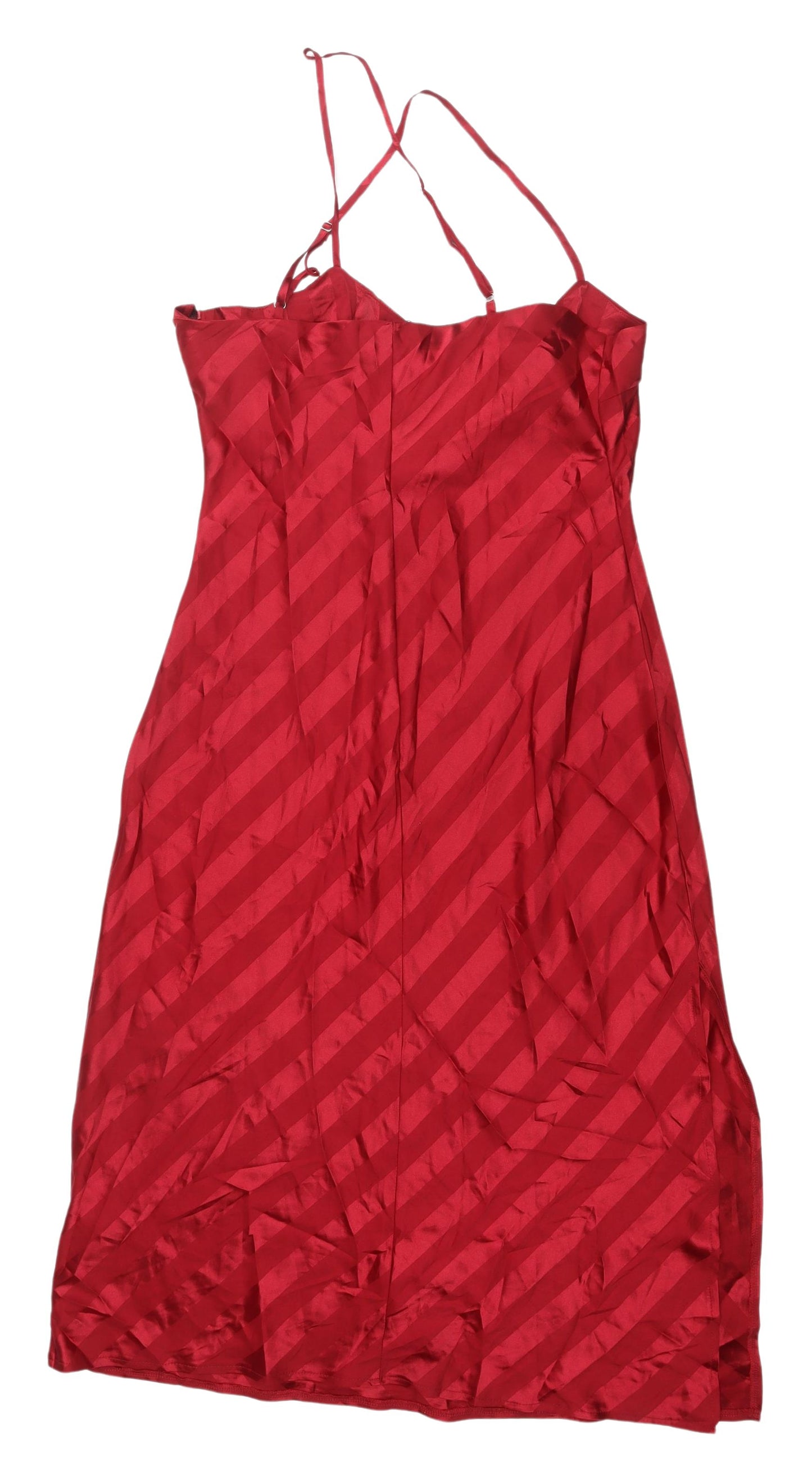 Missguided Women's Red Striped Slip Dress - Size 12