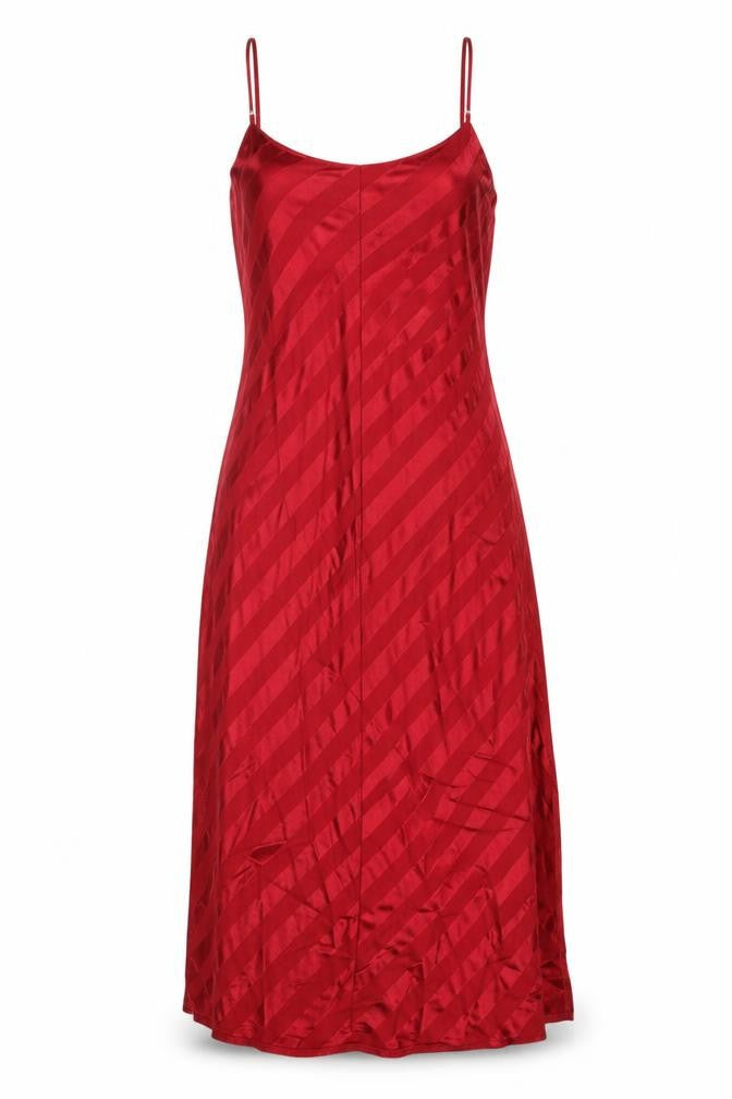Front view of Missguided Women's Red Striped Slip Dress -, size 12