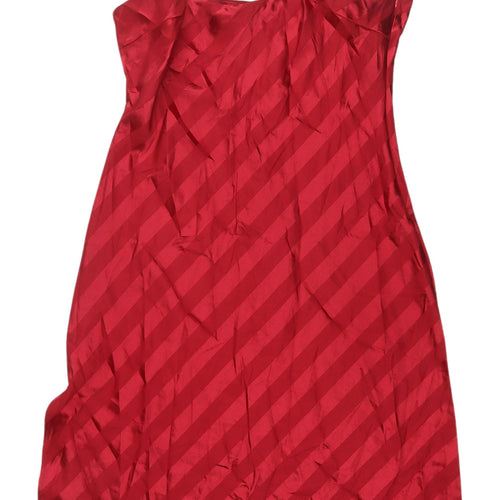 Missguided Women's Red Striped Slip Dress - Size 12