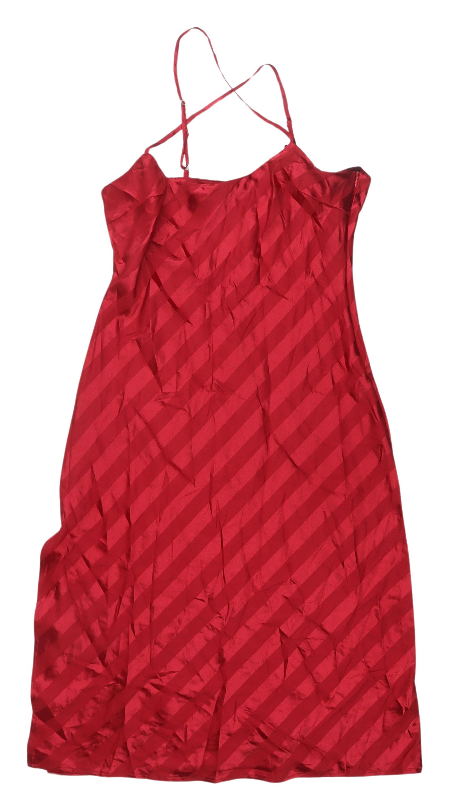 Missguided Women's Red Striped Slip Dress - Size 12