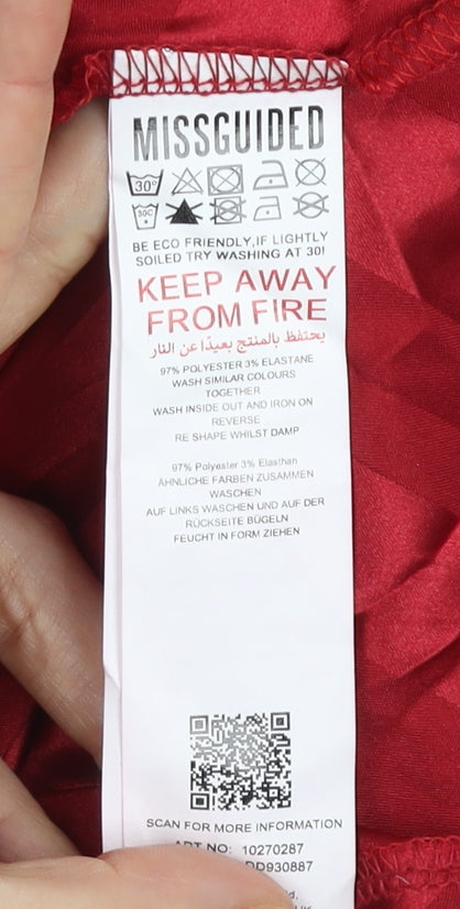 Missguided Women's Red Striped Slip Dress - Size 12