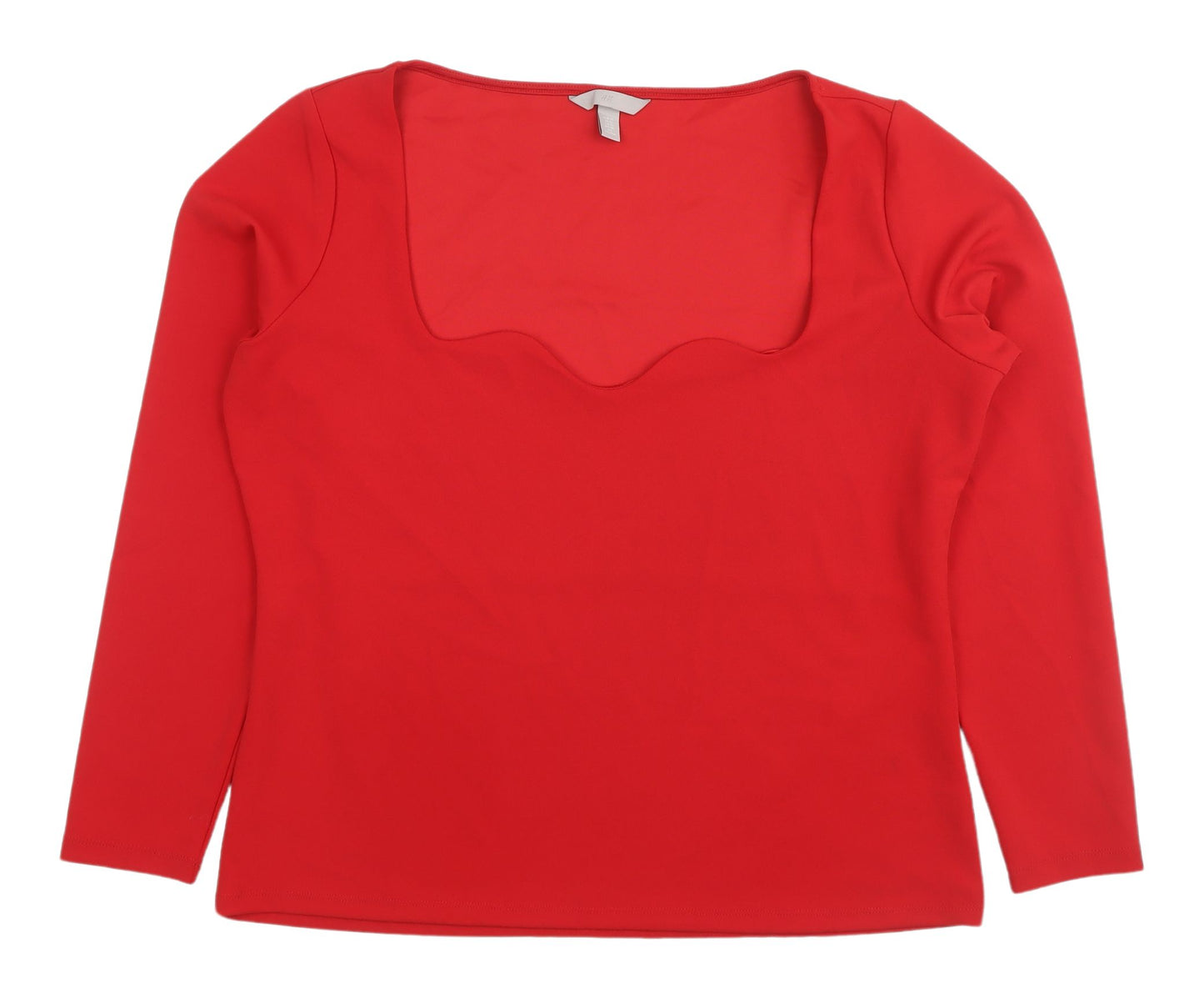 H&M Red Women's XL Scoop Neck Long Sleeve Blouse