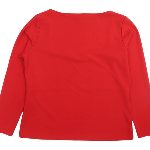 H&M Red Women's XL Scoop Neck Long Sleeve Blouse