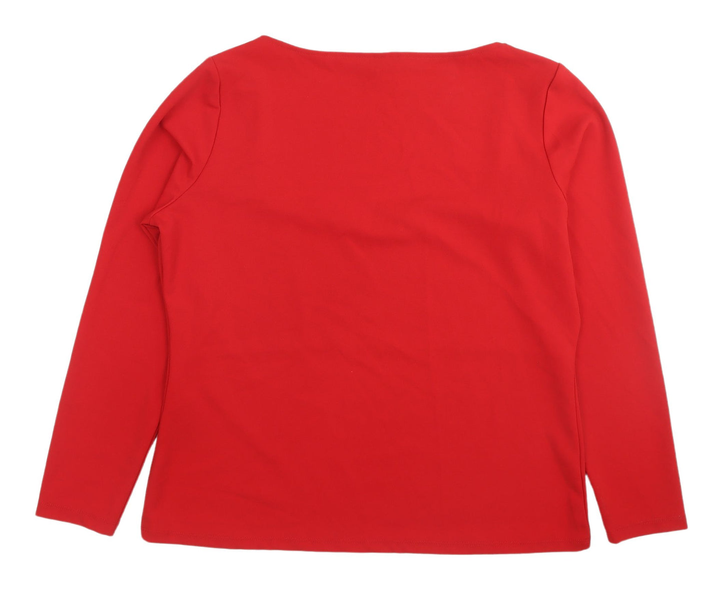 H&M Red Women's XL Scoop Neck Long Sleeve Blouse